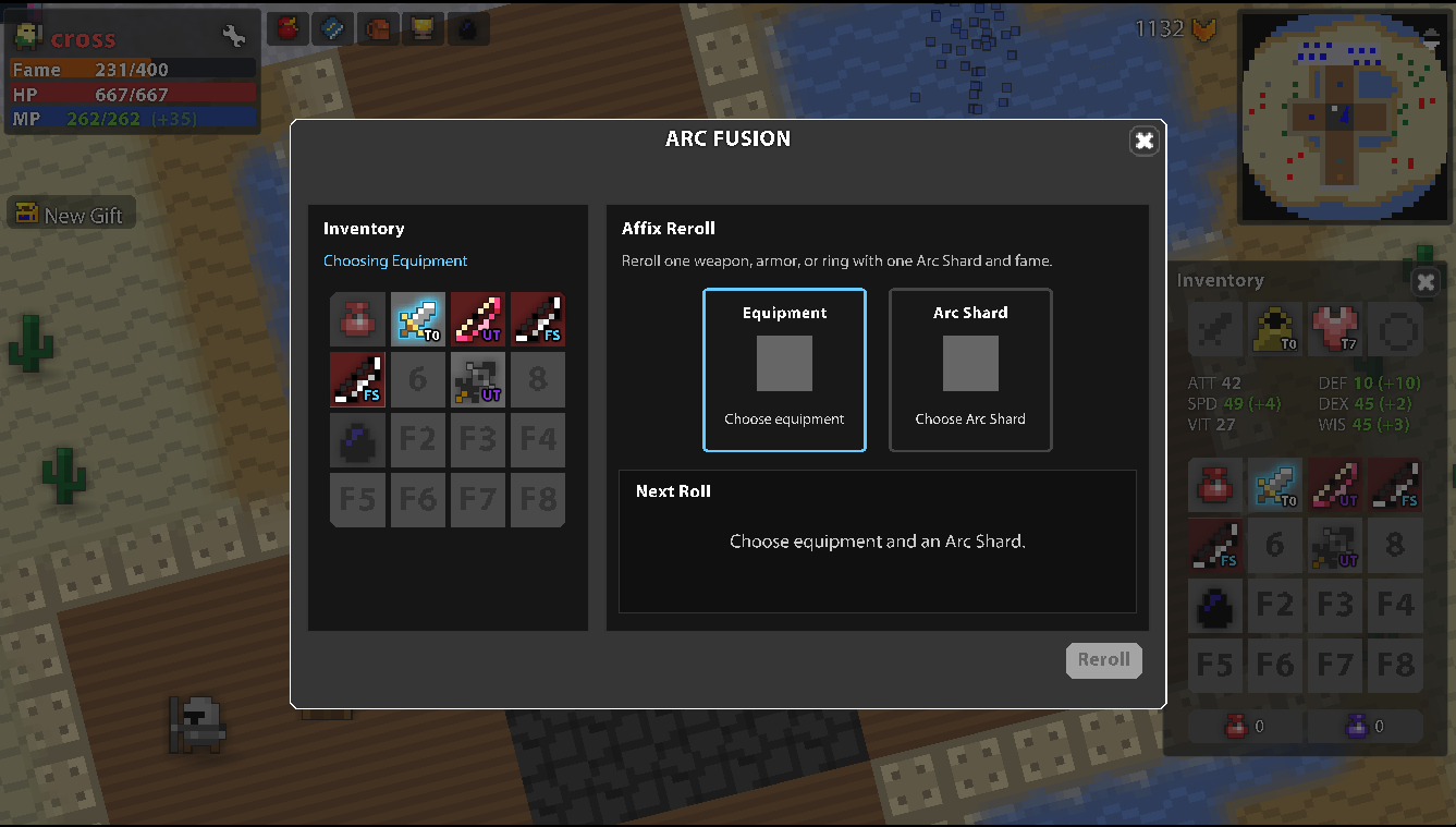 Arc Fusion forge for rerolling equipment affixes